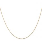 14K 18 inch Carded .5mm Cable Rope with Spring Ring Clasp Chain