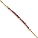 Sterling Silver 7in Gold and Hematite-plated Lab Created Ruby Beaded Bracelet