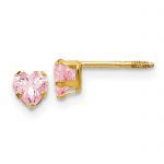 14k Madi K 4mm Pink CZ Heart Earrings