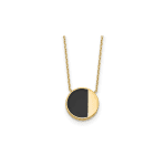 Leslie's 14K with Black Enamel Polished Circle Necklace