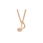 Sterling Silver Rose Gold-plated CZ Mini Music Note Pendant 16"+2" Necklace