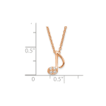 Sterling Silver Rose Gold-plated CZ Mini Music Note Pendant 16"+2" Necklace