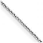 14K White Gold 18 inch .8mm Diamond-cut Round Open Link Cable with Lobster Clasp Chain