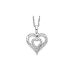 Sterling Silver Polished Diamond Hearts Necklace