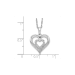 Sterling Silver Polished Diamond Hearts Necklace