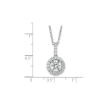 Sterling Silver Rhodium-plated Diamonore Drop Halo Necklace