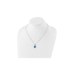 Cheryl M Sterling Silver Rhodium-plated Cabochon Lab Created Blue Opal and Brilliant-cut CZ Oval 18.5 Inch Necklace