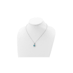 Cheryl M Sterling Silver Rhodium-plated Cabochon Lab Created Blue Opal and Brilliant-cut CZ Pear 18 Inch Necklace