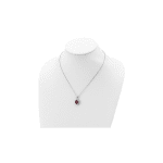 Cheryl M Sterling Silver Rhodium-plated Brilliant-cut Lab Created Ruby and Brilliant-cut White CZ Oval Halo 18.25 Inch Necklace