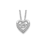 Cheryl M Sterling Silver Rhodium-plated Brilliant-cut Vibrant CZ Heart 18 Inch Necklace