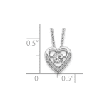 Cheryl M Sterling Silver Rhodium-plated Brilliant-cut Vibrant CZ Heart 18 Inch Necklace