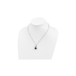 Cheryl M Sterling Silver Rhodium-plated Brilliant-cut Lab Created Ruby and Brilliant-cut White CZ Round Halo 18 Inch Necklace