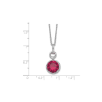 Cheryl M Sterling Silver Rhodium-plated Brilliant-cut Lab Created Ruby and Brilliant-cut White CZ Round Halo 18 Inch Necklace