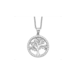 Cheryl M Sterling Silver Rhodium-plated Brilliant-cut CZ Tree Of Life 18 Inch Necklace