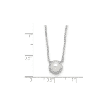 Cheryl M Sterling Silver Rhodium-plated Button Freshwater Cultured Pearl and Brilliant-cut CZ Halo 18 Inch Necklace