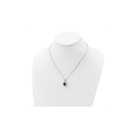 Cheryl M Sterling Silver Rhodium-plated Brilliant-cut Lab Created Dark Blue Spinel and Brilliant-cut White CZ Oval Halo 18 Inch Necklace