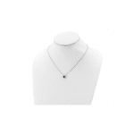 Cheryl M Sterling Silver Rhodium-plated Brilliant-cut Lab Created Ruby and Brilliant-cut White CZ Round Halo 18 Inch Necklace