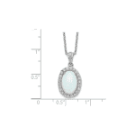 Cheryl M Sterling Silver Rhodium-plated Cabochon Lab Created Opal and Brilliant-cut CZ Oval Halo 18 Inch Necklace