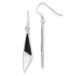 Sterling Silver Polished Onyx and Mother of Pearl Dangle Earrings