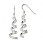 Sterling Silver Polished and Textured Twisted Dangle Earrings