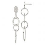 Sterling Silver Polished and Textured Circle and Oval Links Post Dangle Earring