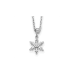 Sterling Silver RH-plated Polished CZ Snowflake with 2in Ext. Necklace