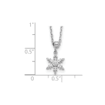 Sterling Silver RH-plated Polished CZ Snowflake with 2in Ext. Necklace