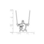 Sterling Silver Rhodium-plated Polished CZ Turtles with 2 in ext. Necklace