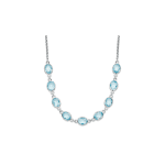 Sterling Silver Rhodium-plated Polished Blue Topaz with 2 in ext. Necklace