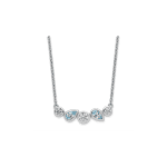 Sterling Silver RH-plate Sky Blue Topaz White CZ 16.5in with 1in ext Necklace