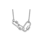 Sterling Silver Rhodium-plated Fancy Link CZ 16in with 1in ext Necklace