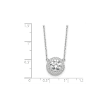 Sterling Silver Rhodium-plated 8mm CZ 16in with 2in ext. Necklace