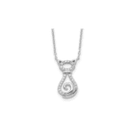 Sterling Silver Rhodium-plated CZ Cat with 2IN Ext Necklace