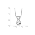 Sterling Silver Rhodium-plated CZ Cat with 2IN Ext Necklace