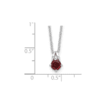 Sterling Silver Rhodium-plated .6GA Garnet 16in with 1in ext Necklace