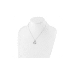 Sterling Silver Rhodium-plated Polished Open Heart with 7-8mm White Button Freshwater Cultuted Pearl 17 inch Necklace