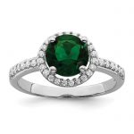 Brilliant Embers Sterling Silver Rhodium-plated 35 Stone White and Green Micro Pavé CZ Ring