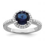 Brilliant Embers Sterling Silver Rhodium-plated 35 Stone White and Blue Micro Pavé CZ Ring