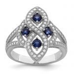 Brilliant Embers Sterling Silver Rhodium-plated 84 Stone Blue and White Micro Pavé CZ Ring