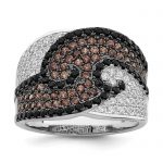 Brilliant Embers Sterling Silver Rhodium-plated 158 Stone Micro Pavé Black Champagne and White CZ Ring