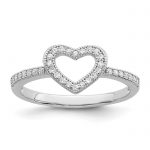 Brilliant Embers Sterling Silver Rhodium-plated 34 Stone Micro Pavé CZ Heart Ring