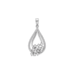 Sterling Silver Rhodium-plated Fancy CZ Drop Pendant