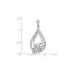 Sterling Silver Rhodium-plated Fancy CZ Drop Pendant