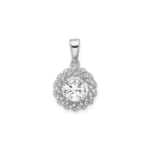 Sterling Silver Rhodium-plated Fancy CZ Round Pendant