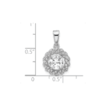 Sterling Silver Rhodium-plated Fancy CZ Round Pendant