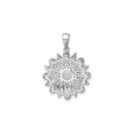 Sterling Silver Rhodium-plated CZ Floral Pendant