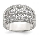 Sterling Silver Rhodium-plated Polished CZ Vintage Ring