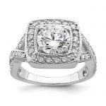 Sterling Silver Rhodium-plated Round 8.10mm CZ Ring