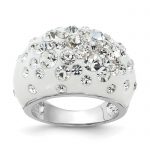 Sterling Silver Rhodium-plated White Clay and Preciosa Crystal Ring