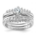 Sterling Silver Rhodium-plated CZ Ring Set